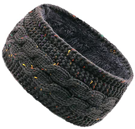 Winter Cable Knit Headbands, Women Ear Warmer Knitted Thermal Twist Headbands for Girls, Head Wrap Winter Shopping Skiing Running Outdoor Sports Party Good Gift (GREY) Y3MXFD