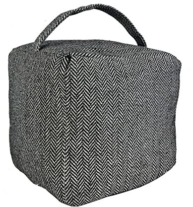 Oypla Herringbone Fabric Heavy Weighted Cube Door Stop Stopper with Handle