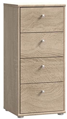 Newroom Kommode Sonoma Eiche Sideboard Modern - 38,6x85,5x34,8 cm (BxHxT) - Highboard Anrichte - [Albus.Four] Büro Arbeitszimmer Wohnzimmer