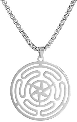 VASSAGO Rad der Hekate Göttin Halskette Strophalos Anhänger Halskette Hekate Symbol Halskette Edelstahl Pagan Wicca Amulett Schmuck