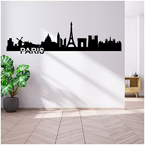 Wandtattoo Städte Skyline Europa 110cm Breite deine Stadt Wandaufkleber Panorama Wandsticker selbstklebend für Wohnzimmer Esszimmer Jugendzimmer YX037 (02 Paris)