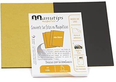 Aiman GZ - Hojas de imán Flexible con Adhesivo. para Fotos y Manualidades. Manutips rectangulares de 0,6 mm de Grosor y facil de Cortar. 10 Imanes de 100 150 mm