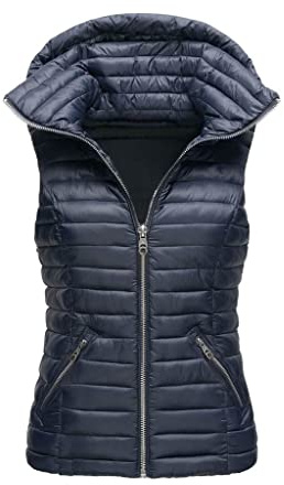 Surwin Doudoune Sans Manche Femme avec Capuche, Grande Taille Veste Hiver Chic Chaud Ample Manteau Gilets en Duvet Parka Veste Zippée Blouson Mode avec Poches