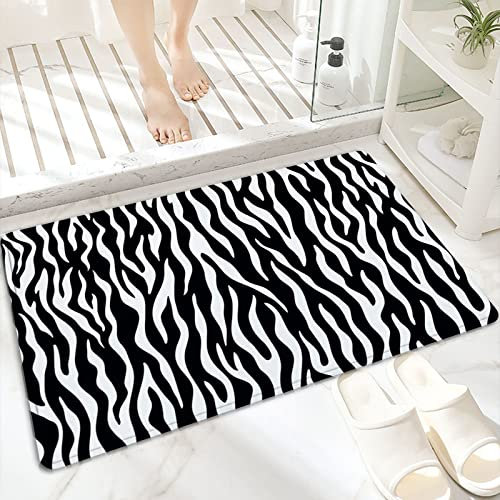 ANNKOOT Badematte, rutschfest Waschbar Badezimmerteppich 60x100 cm,Zebra-Haut-Muster-Entwurfs-Tierdruck,Badvorleger mit Wasserabsorbierenden, Weichen Mikrofasern für Badewanne, Dusche und Badezimmer