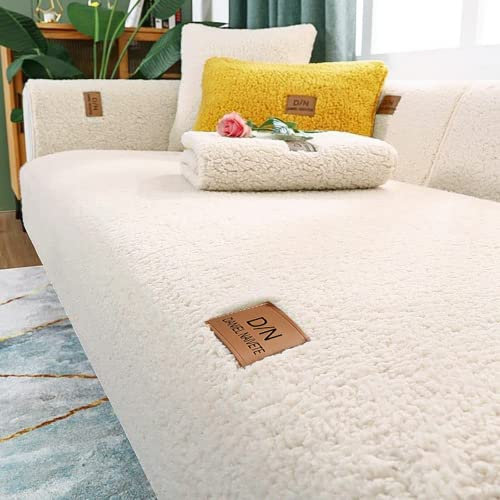 Samt Sofabezug 1 2 3 4 Sitzer, Rutschfester Sofabezug,L Form Sofaüberwurfe,Sofa überzug Ecksofa Pets Dog,Ultra Weicher Sofaschoner (Beige, 70 * 150cm)