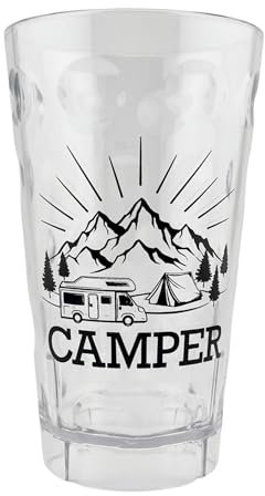 Camper Dubbebecher 0,5 Liter (Transparent) - Plastikbecher, Trinkbecher ideal für Camping - Pfalz Dubbeglas aus Plastik - Mehrweg Becher aus Kunststoff für den Wohnwagen oder Wohnmobil