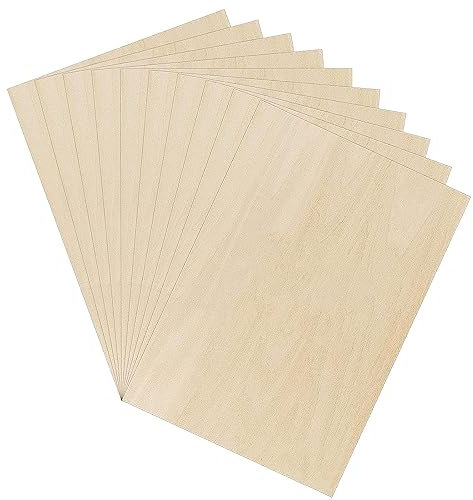 Pack of 10 A3 Plywood Panels, Fretsaw Wood for DIY Woodworking, Laser Processing, Model Making, 300 x 200 x 2 mm