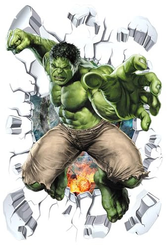 Hulk Wandtattoo 3D, Hulk Wandaufkleber, Wandsticker, Tapete für Kinderzimmer Wohnzimmer Schlafzimmer Flur, Wandtattoo Selbstklebend, 60 * 40 CM
