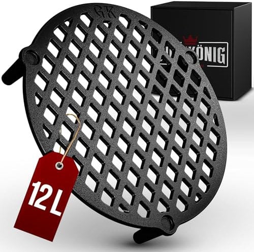 GUSSKÖNIG Gusseisen Stapelrost für 12 Liter Dutch Oven [Ø 28cm] - Einsatz für Dutch Oven - Staple Grate - Grillrost Dreibein Gusseisen Dutch Oven Untersetzer - Dutch Oven Zubehör