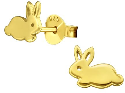 FIVE-D Kinder Ohrringe Ohrstecker Hase 925 Sterling Silber Ostern (Hase-gold)