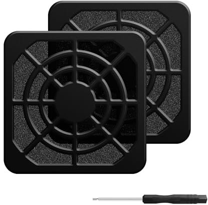 YIMATEECO Dust Filter 40mm Fan Grill Filter, 2Pack PC Chassis Computer Cooling Fan Cover Mesh Plastic Cover Washable Dustproof Protector with Screws for 40mm PC Case Fans (Plastic, 2Pack, Black)