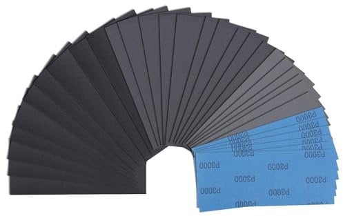 Fixinus Schleifpapier Set, 30 Stück Körnung von 120 bis 5000, Nass und Trocken für Auto, Holzmöbel, Stein, Lack, Metall, Glas Wasser Schmirgelpapier, 23 x 9 cm