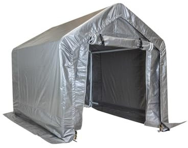 GRINDI IN THE GARDEN - Garagenzelt Carport - PE, 180x180x180 cm - grau - NG 6 - Lagerzelt, Unterstand, Weidezelt, Autozelt, Fahrrad- und Motorradgarage, Geräteschuppen, Gerätehaus