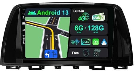 BXLIYER | Built-in DAB & 4G LTE | Android 13 Car Stereo For Mazda ATENZA Mazda 6 (2012-2015) - 6G+128G - CarPlay/Android Auto - Camera + MIC - 9 Inch QLED - Steering Wheel Dual Band WIFI 360-CAM DSP
