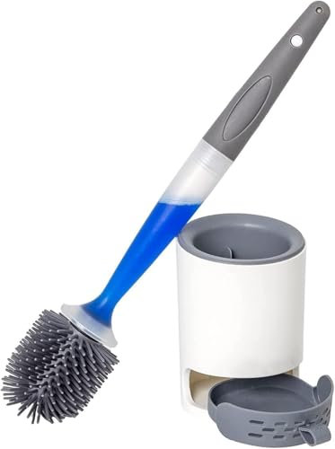 Escobilla de Inodoro, dispensador rellenable de Gel Limpiador de Inodoro, Soporte ventilado para Almacenamiento Sanitario