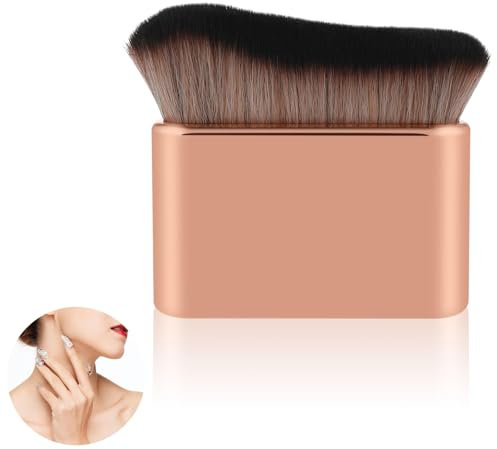 Soft Bristle Makeup Multi-Purpose Body Flat Brush Neck Brush Foundation Loose Powder Brush (Rose Gold)