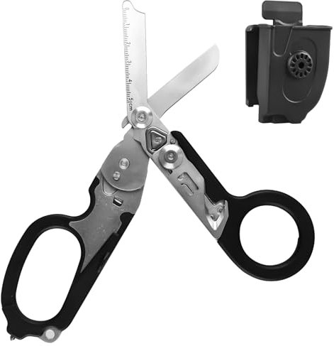 Raptor Response Notfallschere, Multitool Rettungsschere mit 6 Funktionen, Faltbare Scherenzange aus Edelstahl Trauma Schere für Professionellen Einsatz im Rettungsdienst Oder Alltägliche Aufgaben