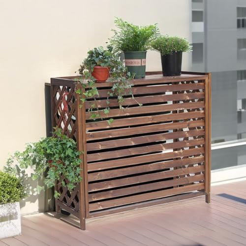 JXIPANUL Cerca del Aire Acondicionado Cubierta del radiador Aire Acondicionado con Rejillas Unidad Exterior Soporte de Flores Ocultar Aire Acondicionado Rejilla de Aire Acondicionado de Mad