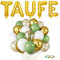 KOBOKO Taufe Deko Luftballon Grün, 25 Stk Kommunion Luftballons Deko Taufe Mädchen Junge, 32 Zoll Taufe Folienballon Gold, Taufdeko Helium Ballons Gold Weiß für Babyshower, Babyparty, Kommunion Deko