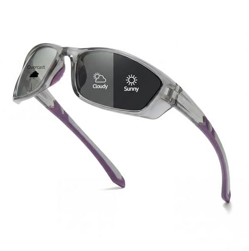 Myiaur Photochromic Running Sunglasses for Women Men Polarised UV400 | Anti Glare, Cycling Glasses, Wrap Around Frame for Cycling, Sports