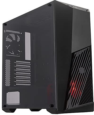 Cooler Master MasterBox K501L - Case PC ATX con Ventilazione di Forma Angolata, Illuminazione LED in Rosso, Pannello Laterale Trasparente, Configurazioni Flessibili Flusso d'Aria, Nero