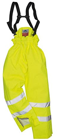 Portwest S781 Regen-Sicherheitshose Antistatisch Reißverschluss Am Knöchel | Gelb, 2XL, EN ISO 20471 Klasse 1, EN ISO 14116, EN 343, Baumwolle, Verschweißte Nähte, Schwer Entflammbar, 5 Taschen