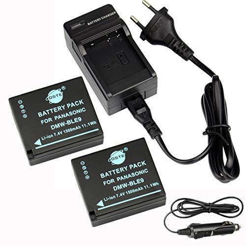 DSTE®（2 Pack） Ersatz Batterie und DC120E Reise Ladegerät Compatible für Panasonic DMW-BLE9 Lumix DMC-GF3GK DMC-GF5 DMC-GF6 DMC-GX7 DMC-LX100 Kamera als DMW-BLE9E DMW-BLE9PP DMW-BLG10