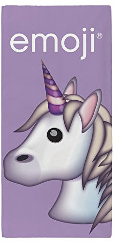 emoji Unicorn Towel, Cotton, Lilac, 70 x 0.5 x 140 cm