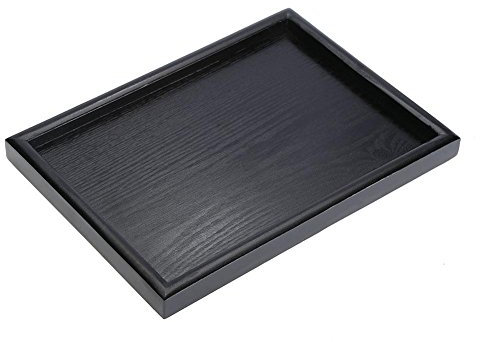 Fdit Madera Bandeja Rectangular Frutas Té Desayuno Platos para Home Hotel Cafe Coffee Cantines Negro Barnizado, 30 x 20 x 2 cm