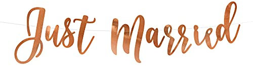 PartyDeco Banner Just Married Rosegold 20x77cm