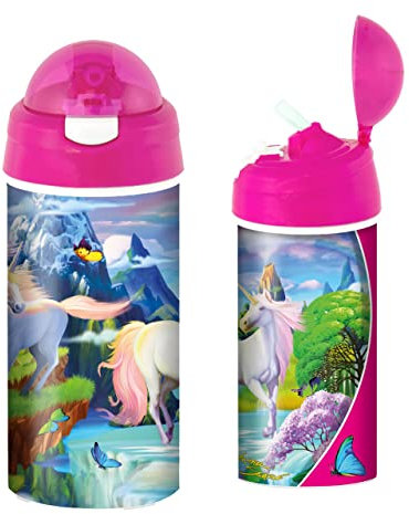 3D LiveLife Drinking Bottle - Unicorn Bliss from Deluxebase. 3D Lenticular Magical Water Bottle with Straw. 600ml kids drinks bottle with original artwork from renowned artist, Michael Searle