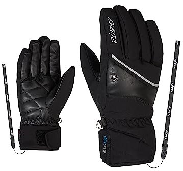 Ziener Damen KAIKA AS Ski-Handschuhe/Wintersport | Wasserdicht, Atmungsaktiv, Black, 6