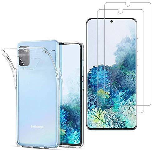 annaPrime Coque et Verre trempé Écran pour Samsung Galaxy S20/ S20 5G 6.2, Coque Silicone Gel UltraSlim et Ajustement Parfait Transparent + 2 Films Verre Trempé Transparent