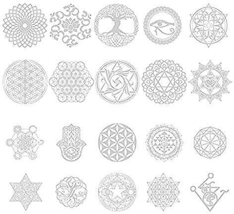 geneic 20Pcs Heilige Geometrische Kupfer Orgonit Aufkleber Blume Leben Baum DIY Energie Turm Pyramide Material Epoxidharz Kunst Handwerk