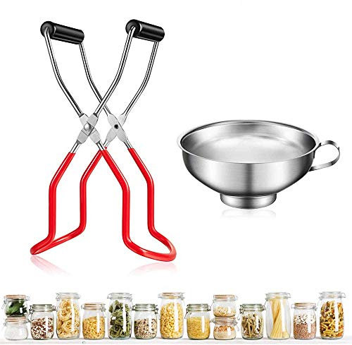 Multifunktions Küchen Einfülltrichter Set, Marmeladentrichter und Edelstahltrichter mit Einmachgläser Heber und Filter zum Abfüllen von Flüssigkeiten, Wein und Saucen (2 pcs)