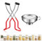 Elevador Tarros Acero Inoxidable, Conservas Pinzas Inoxidables, Pinzas Tarros Acero Inoxidable, Pinzas para Elevar Tarros, con Embudo, para Cocina Restaurante Tarros de Conservas Vidrio (Rojo)