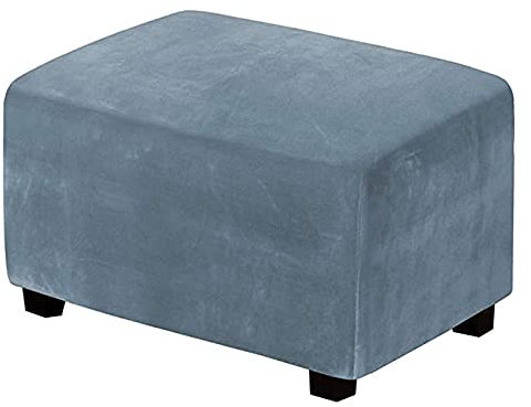 CLGTY Samt Ottomane Schonbezug Rechteckig,Stretch Hockerbezug Falten Weich Bezug Für Ottomane Antirutsch Waschbar Sofahusse Für Wohnzimmer-Blau-C-Groß