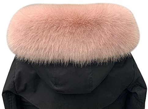 ihreesy Sciarpa Invernale in Pelliccia Sintetica, 75 cm Sciarpa in Pelliccia Sintetica di Volpe Scialli da Donna Cappuccio Staccabile in Pelliccia Sintetica per Cappotto Invernale Piumino,Rosa rosso