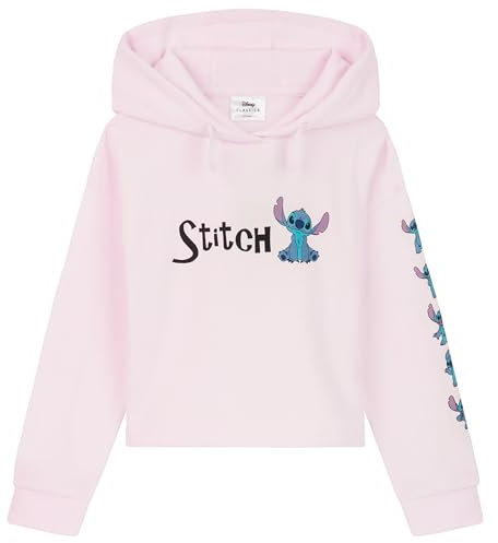 Disney Stitch Felpa Bambina Felpa Corta Ragazza 7-14 Anni Felpe con Cappuccio Cotone Misto Gadget Regalo Ragazze Bambine (13-14 Anni, Rosa)