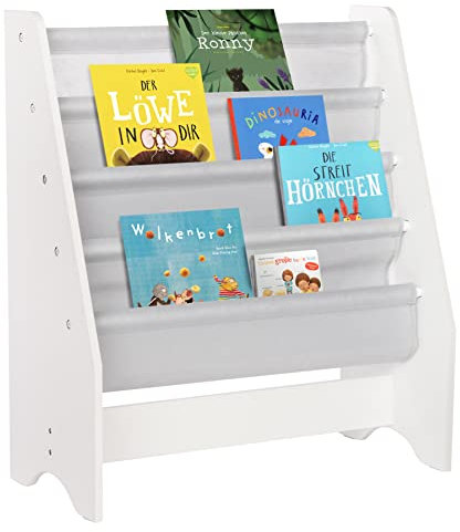 ONVAYA® Kinderregal Hannah | Bücherregal fürs Kinderzimmer | Aufbewahrungsregal für Bücher, Zeitschriften, Schulmaterial etc. | Büchergestell | Hängefächerregal
