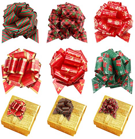 Derbway Weihnachtsschleifen 12 Stück 5'' Geschenkschleifen Dekorative Bänder, Korb, Blumenstrauß, Floristen