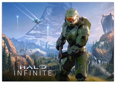 Displate Offiziell Halo Game MetallPoster Magnetische Befestigung Inklusive Lizenziert Bilder Hochwertiges Poster Halo Infinite Horizontal 45 cm x 32 cm