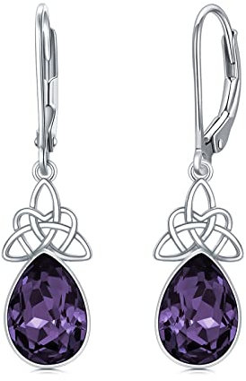 VONALA Keltische Ohrringe 925 Sterling Silber Keltischer Knoten Kristall Tropfen Hängend Ohrringe chmuck Geschenk für Damen Frauen (Amethyst)