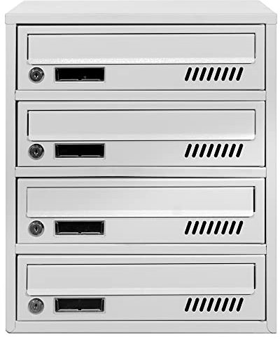 Cassette postali con fissaggio a parete EURO GLM 4 RAL 7035 cassetta postale condominiale Depot 4 con 4 alloggi, cassetta delle lettere