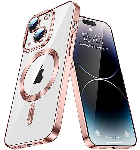 IMIRST Soft Handyhülle für iPhone 14 - Super Magsafe und kabelloses Aufladen kompatibel, stoßfestes Classic Hybrid Slim Cover für Apple iPhone 14, YIX Rosegold