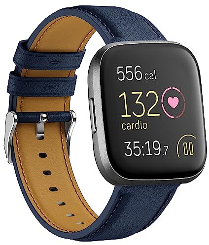 YASPARK Leder Armband für Fitbit Versa 2, Elegantes Echtes Lederarmband für Fitbit Versa 2, Fitbit Versa, Fitbit Versa Lite, Fitbit Versa SE, Lederarmbänder für Männer und Frauen