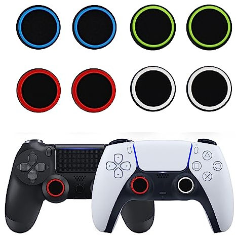 Jitnga 8 Stück Thumbstick Grip Kappen Für Ps5 Und Ps4, Daumen Kappen Grip Zubehör Set Analogstick Aufsätze Schutzkappen Für Ps5 Ps4 Controller Sticks Joystick Schutz Aufsätze