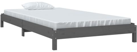 vidaXL Stapelbett Grau 100x200 cm Massivholz Kiefer