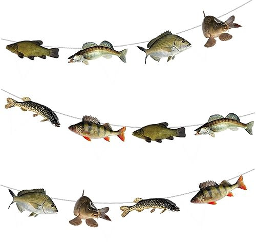 AK Giftshop Wimpelkette mit Fischen, Party-Dekoration, 12 Stück/2,5 m Band
