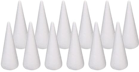Colcolo 12 Stück Bastel-Schaumstoff-Kegel, Weihnachtsbaumschmuck, Weiße Styropor-Kegel, Schaumstoff-Baumkegel für Party, DIY-Kunst, 9,8 cm